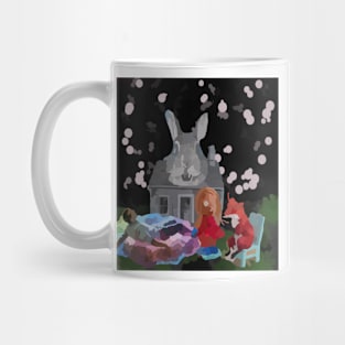 watercolor dream rabbit house with fox chocolate doll Mug